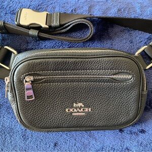 Coach Black Leather Belt Bag